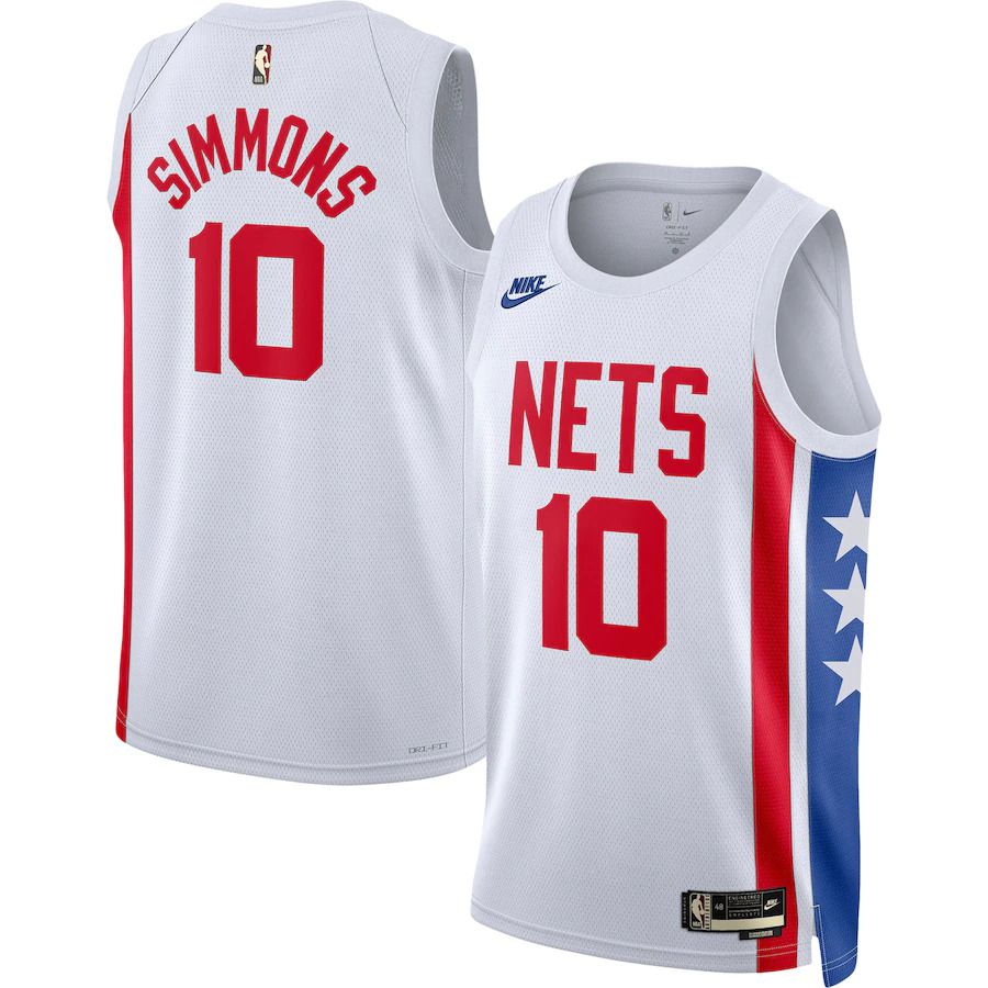 Men Brooklyn Nets 10 Ben Simmons Nike White 2022-23 Swingman NBA Jersey
